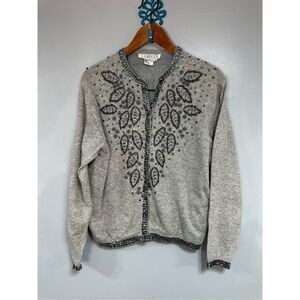 Vintage Kamiran Women’s Sweater Cardigan sz L Wool/Angora Blend #F56